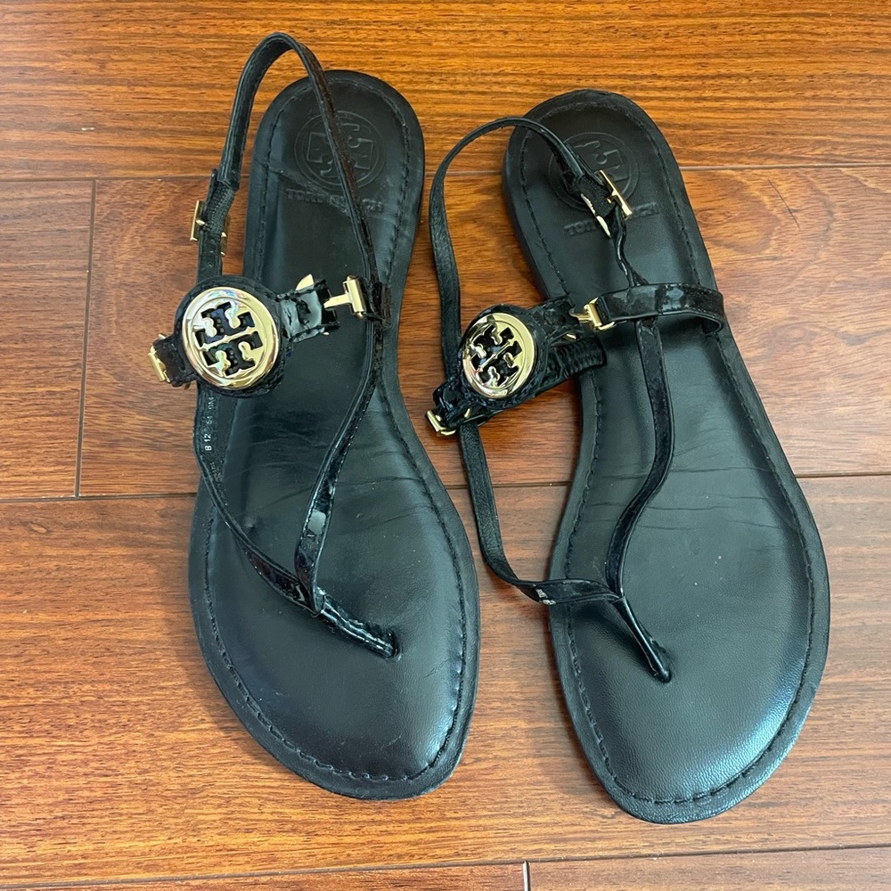 Tory Burch Black Parent Strappy Sandals Size 9